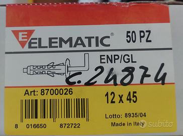 50 Tasselli Elematic ENP/GL 12x45 con Gancio - Nuo