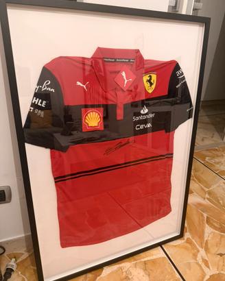 Maglia ferrari firmata Leclerc con cornice