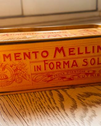 Scatola latta Alimento Mellin anni 40