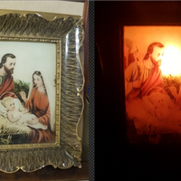 Quadro con cornice in gesso illuminato si spediz