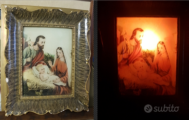 Quadro con cornice in gesso illuminato si spediz