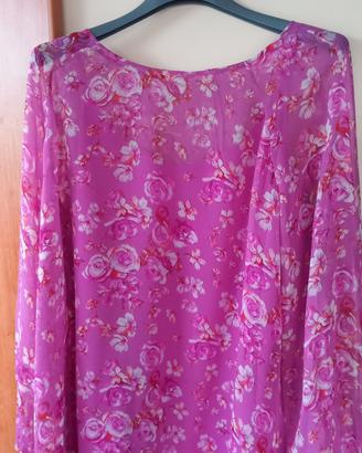 Blusa in voile fantasia ciclamino 