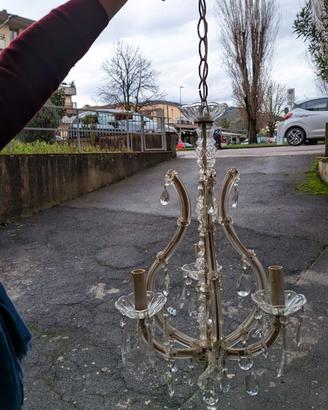 Lampadario a gocce anni '60 in cristallo
