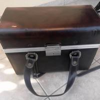 Bauletto rigido vintage in pelle marrone