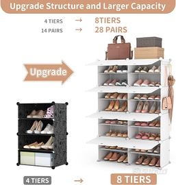 Scarpiera Tessuto 11 Piani Per 36-41 Scarpe - Copertura Antipolvere, Struttura Metallo, Risparmio Spazio - Foto 13