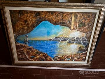 Quadro paesaggio marino visto da grotta