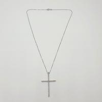 COD.1563B.25 COLLANA + CROCE ORO BIANCO 18K 750