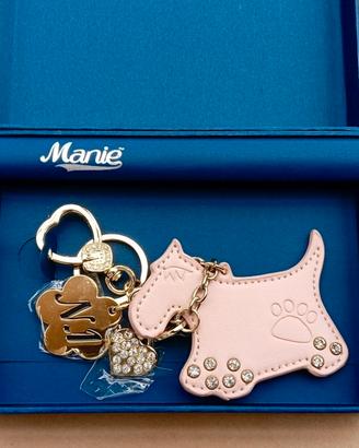 Portachiavi cane rosa e oro con scatola, Manie 