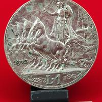1913 Italia 1 Lira Quadriga Briosa Ag 835 5g