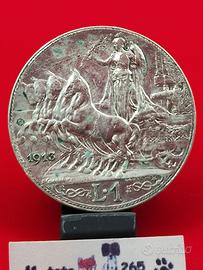 1913 Italia 1 Lira Quadriga Briosa Ag 835 5g
