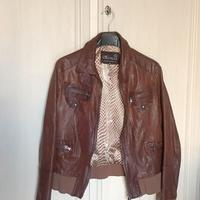 Giubbotto Bomber in Vera Pelle Marrone