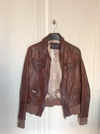 Giubbotto Bomber in Vera Pelle Marrone