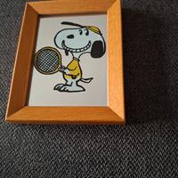 Quadro Specchio Snoopy tennista 7,5 cm x 9,5 cm