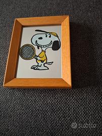 Quadro Specchio Snoopy tennista 7,5 cm x 9,5 cm
