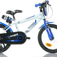 Bicicletta Bambino 16" con rotelle Blu
