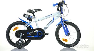 Bicicletta Bambino 16" con rotelle Blu