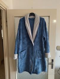 Vestaglia pigiamiamoci pile lunga blu taglia XL 48