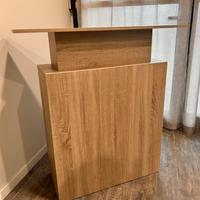 Scrivania reception rovere artigianale 100x104x40