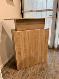 Scrivania reception rovere artigianale 100x104x40