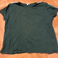 Maglietta verde scuro strisce bianche