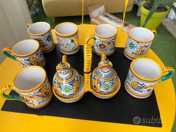 Set Deruta dipinto a mano:6BICCHIERI olio&Aceto
