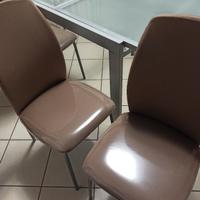 TAVOLO IN ACCIAIO E VETRO TEMP.+6 SEDIE