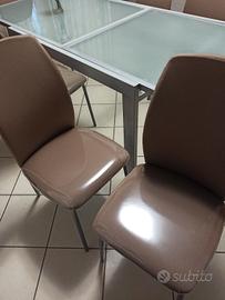 TAVOLO IN ACCIAIO E VETRO TEMP.+6 SEDIE