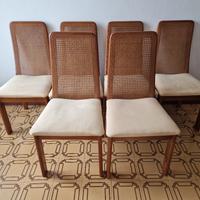 Set 6 Sedie vintage In Paglia Di Vienna, anni '70