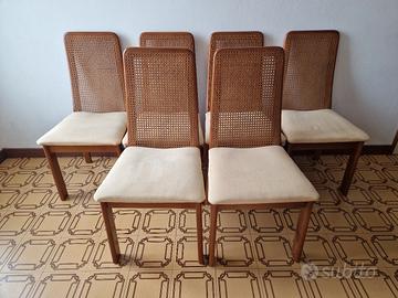 Set 6 Sedie vintage In Paglia Di Vienna, anni '70