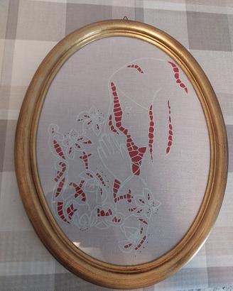 Quadro vintage Madonna ricamato a mano