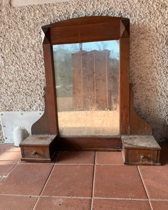 Specchiera legno con cassettini