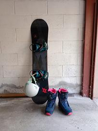 Tavola snowboard, attacchi, scarponi donna/bambino