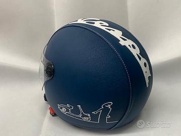 casco rivestito ecopelle blu VISIERA vespa px spri