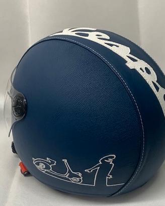 casco rivestito ecopelle blu VISIERA vespa px spri