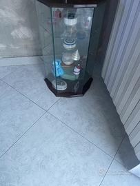 Vetrinetta vetro e appoggio in legno