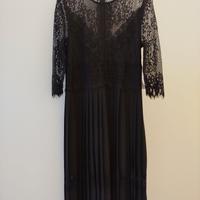 vestito nero in cotone e pizzo