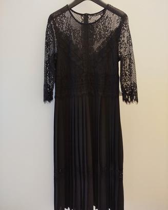 vestito nero in cotone e pizzo