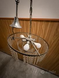 Lampadario in cristallo e ottone