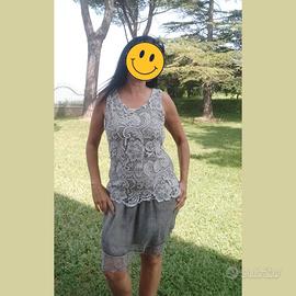 Abitino grigio chiffon e pizzo