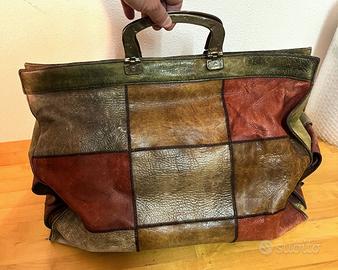 Renato Angi borsa in pelle patchwork vintage