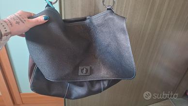 borsa in pelle blu