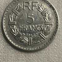 Moneta rara 5 franchi 1946