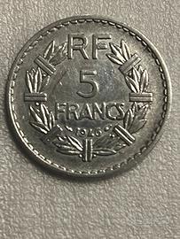 Moneta rara 5 franchi 1946
