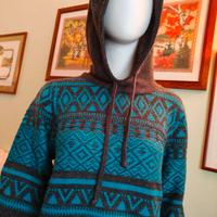 Maglione con cappuccio   grigio/azzurro tg L