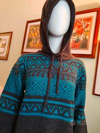 Maglione con cappuccio   grigio/azzurro tg L