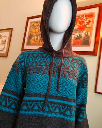 Maglione con cappuccio   grigio/azzurro tg L