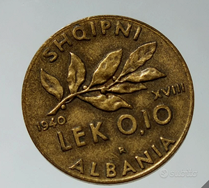 0,10 Lek 1940 Albania V.E. III SPL/FDC Valsecchi