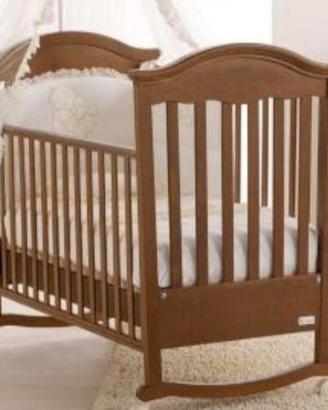Lettino/culla in legno massello noce scuro  