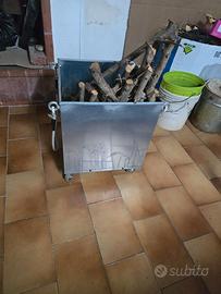 argano e cestello per sollevamento legna da ardere