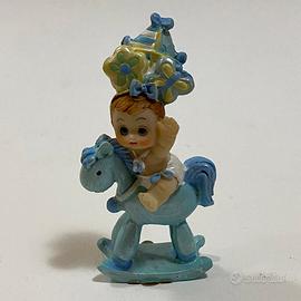 Bimbo Bambino Neonato Cavallo a Dondolo Azzurro
